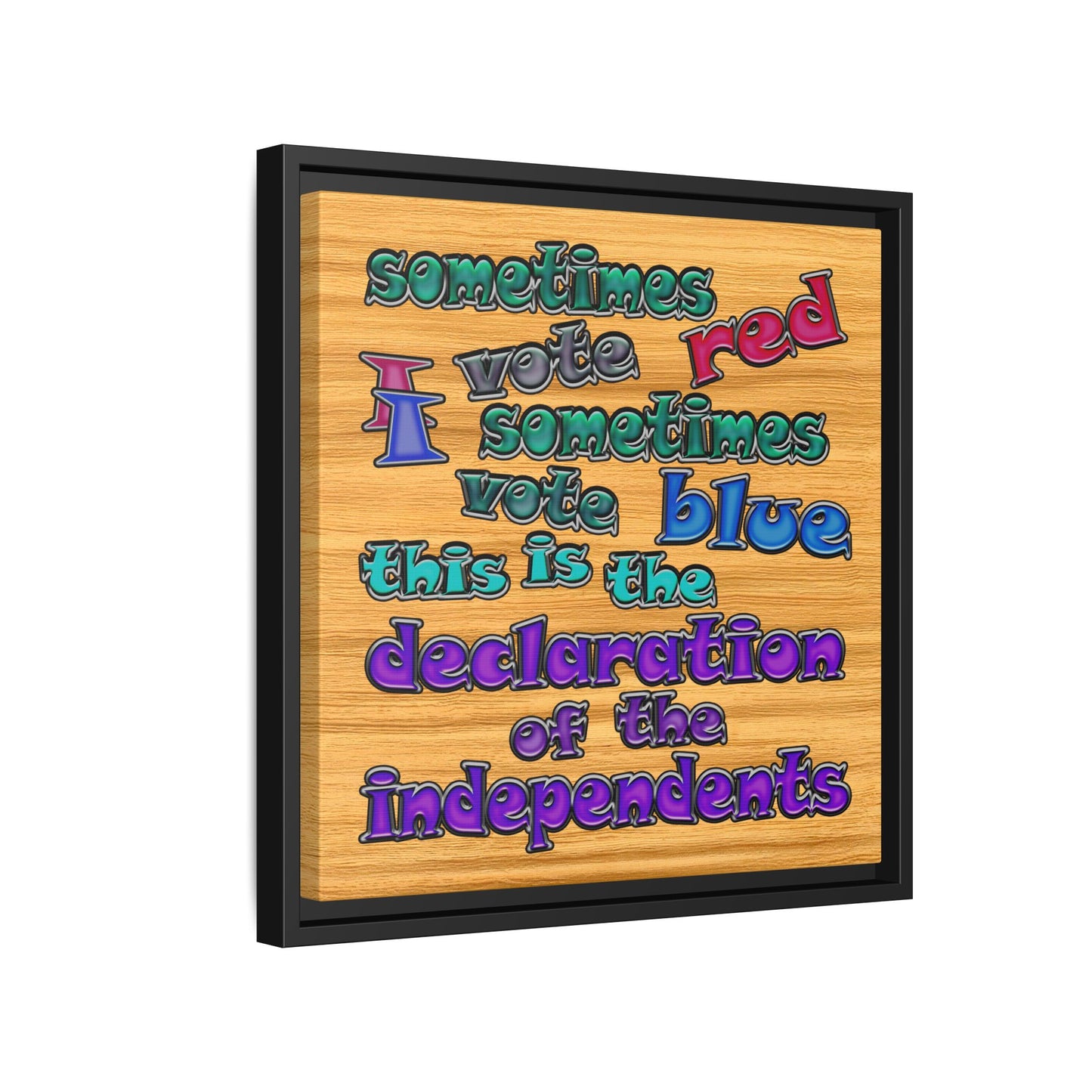 declaration of the independents - framed canvas art (butterscotch wood finish)