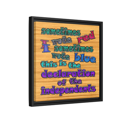 declaration of the independents - framed canvas art (butterscotch wood finish)