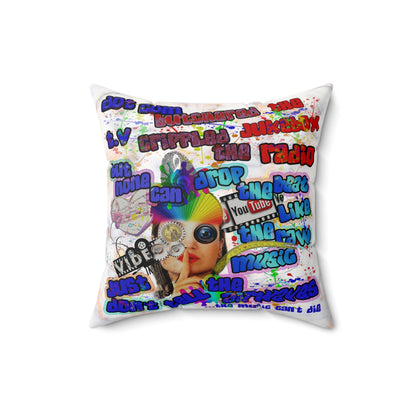 drop the beat - Faux Suede Square Pillow - (white marble)