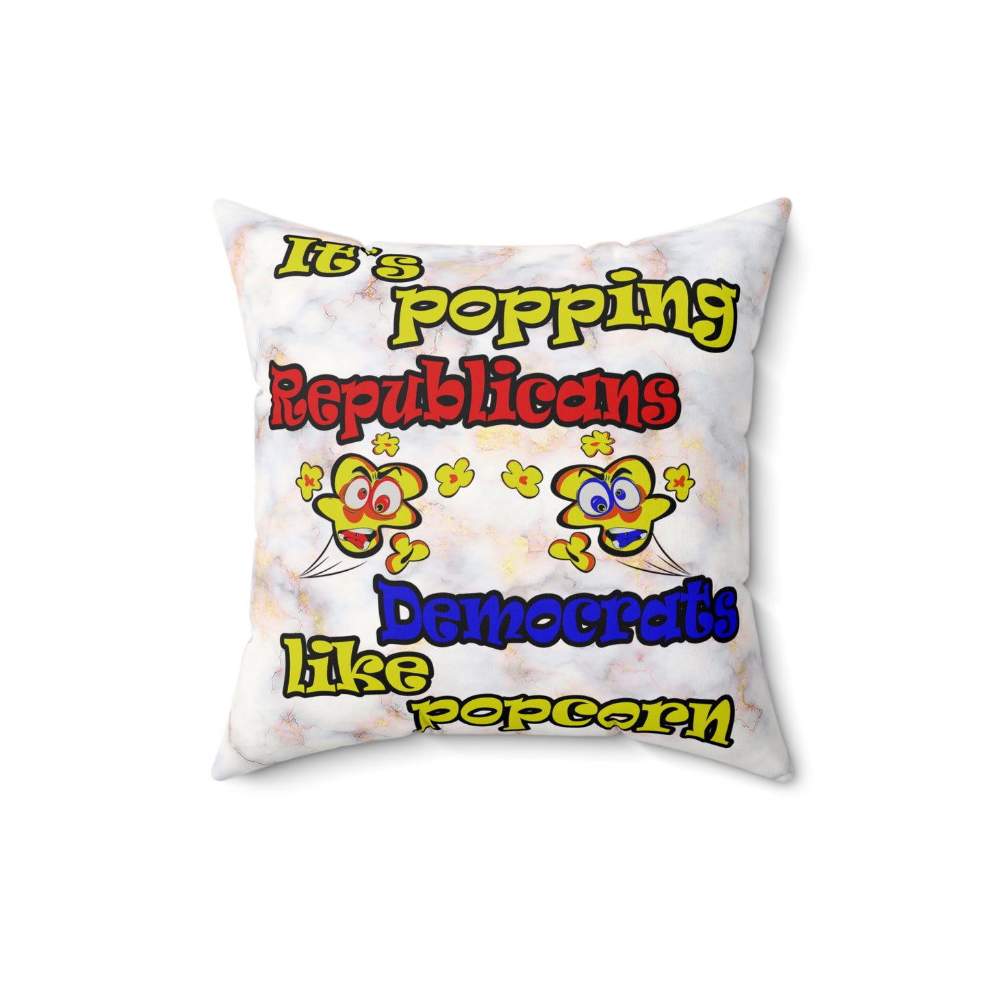 popping like popcorn - Faux Suede Square Pillow - (white marble)