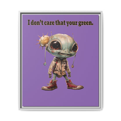 I don't care that your green - framed canvas art (light purple)
