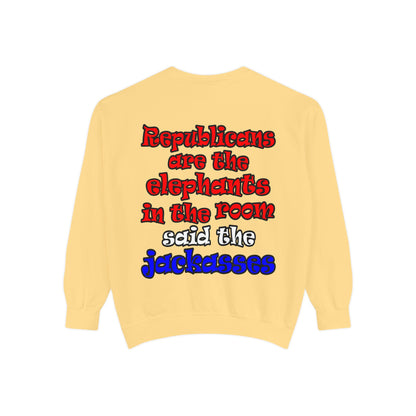 donkeys and elephants - Unisex Garment-Dyed Sweatshirt