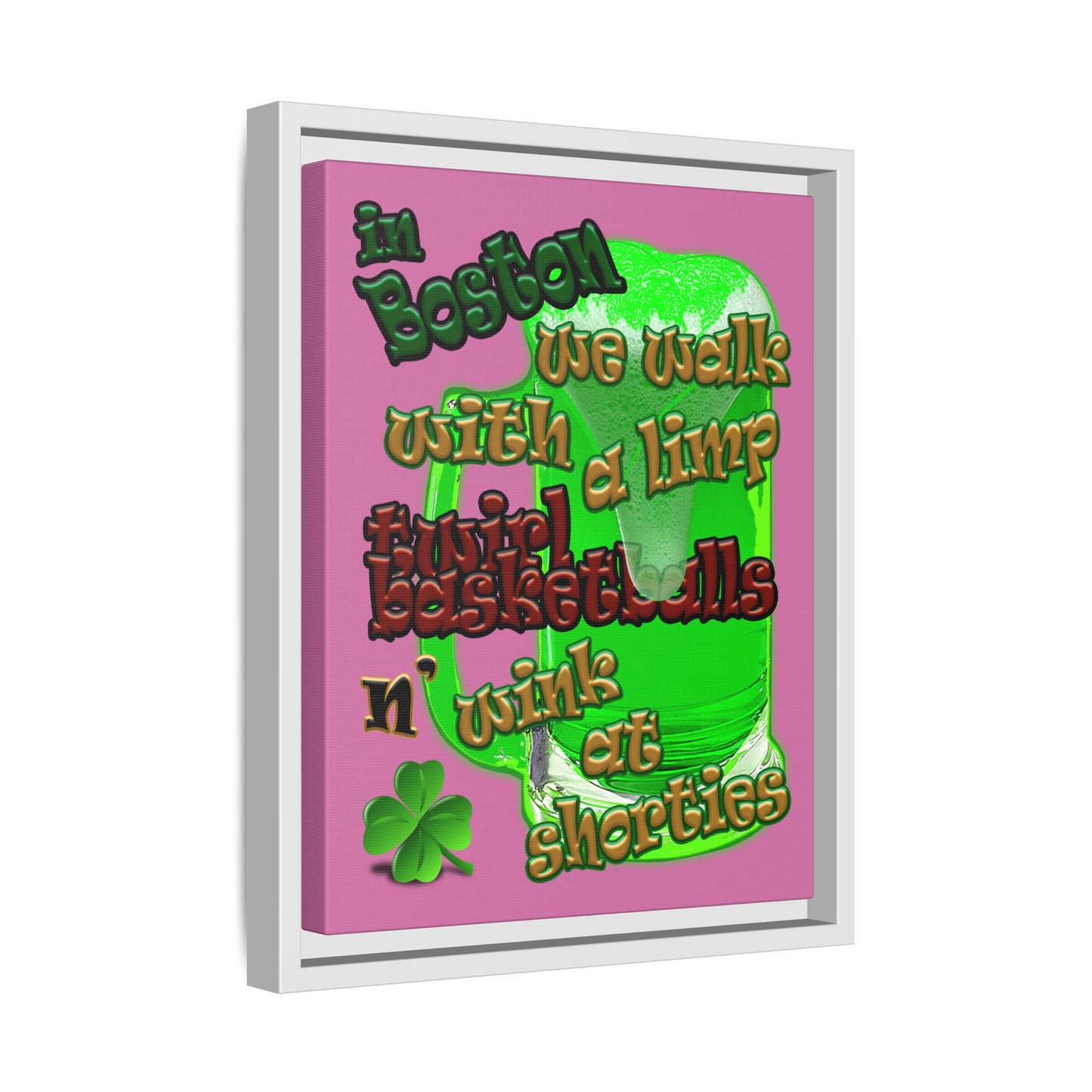 celtics logo - framed canvas art (light pink)