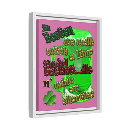celtics logo - framed canvas art (light pink)