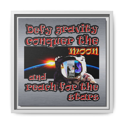 defy conquer reach - framed canvas art (brushed nickel)