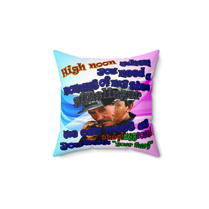high noon - Faux Suede Square Pillow - (light blue-pink wave)