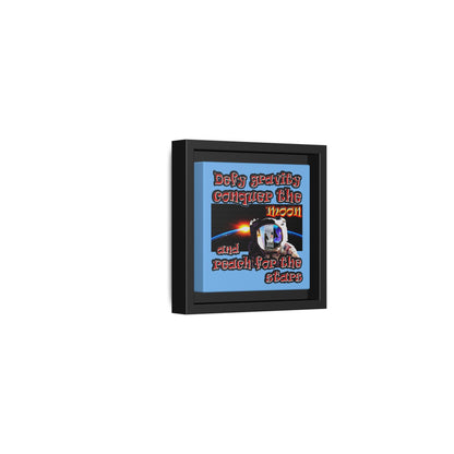 defy conquer reach - framed canvas art (light blue)