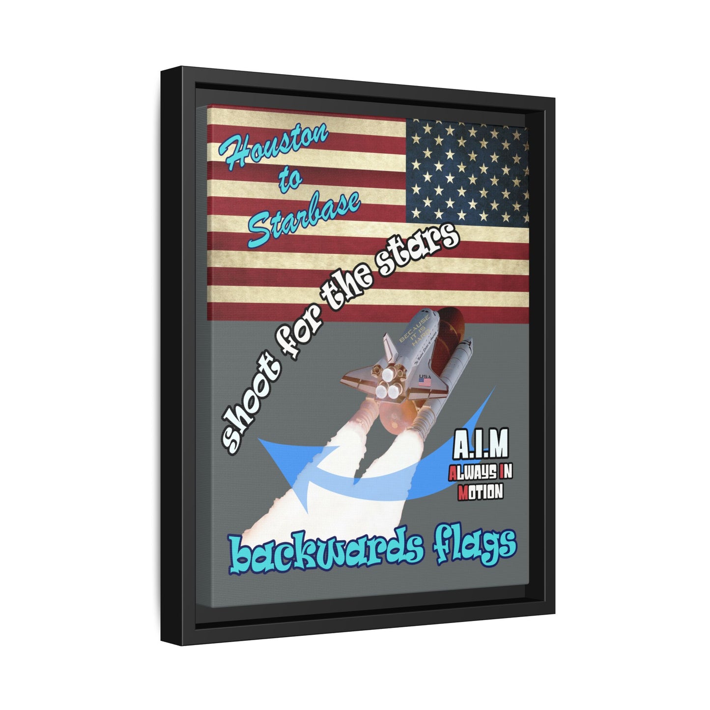 shoot for the stars - framed canvas art (dark grey)
