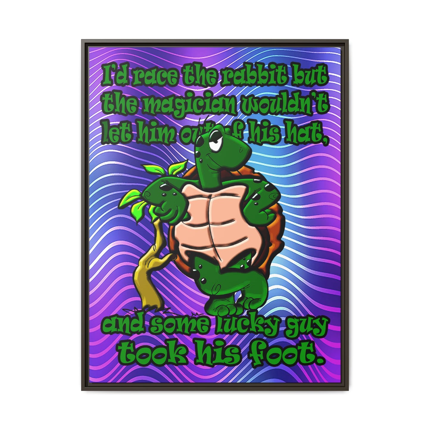 turtle race - framed canvas art (purple wave)