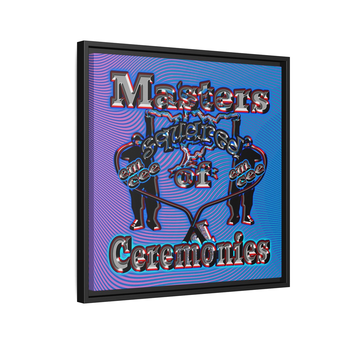 em cee squared - framed canvas art (light blue-purple wave)