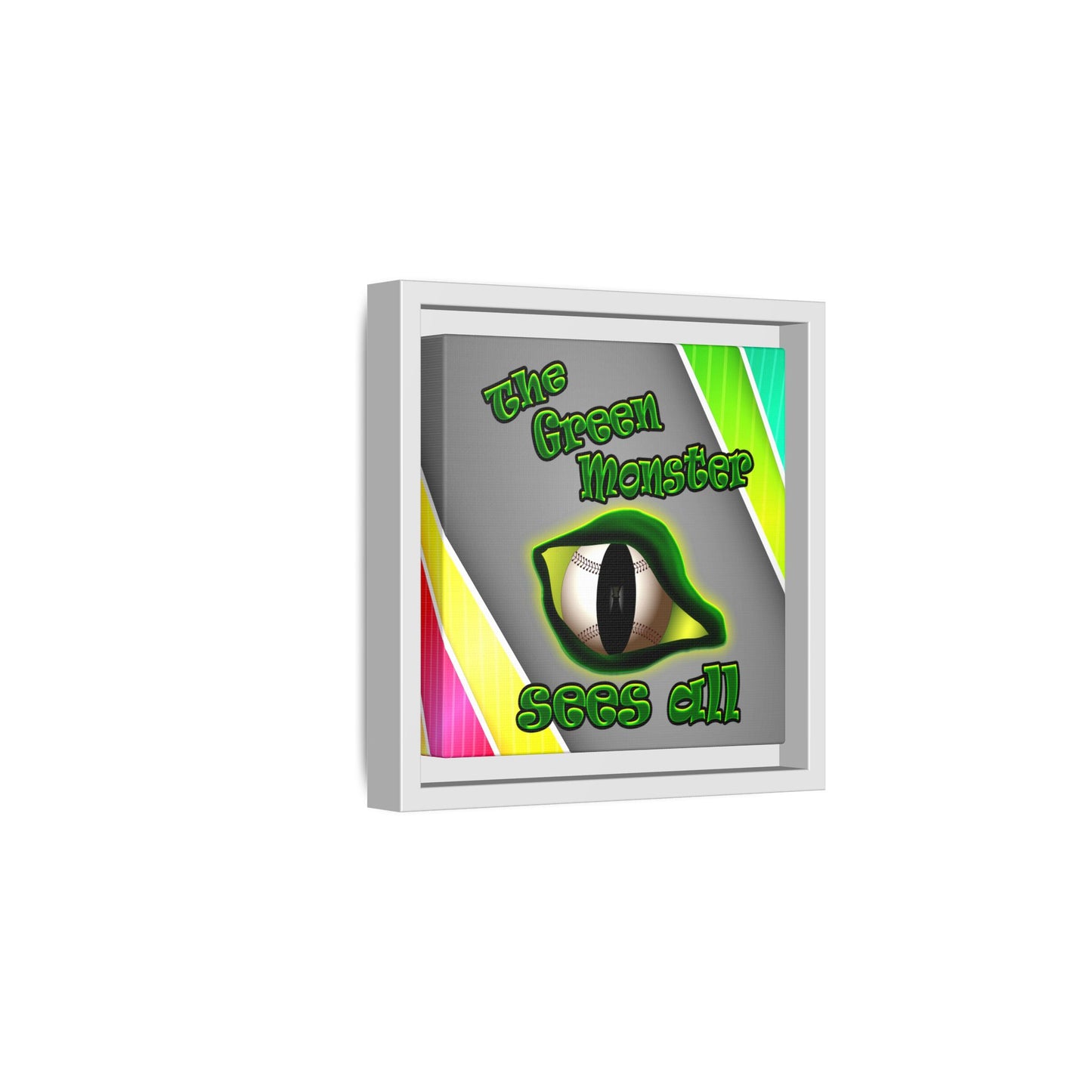 green monster - framed canvas art (rainbow split)