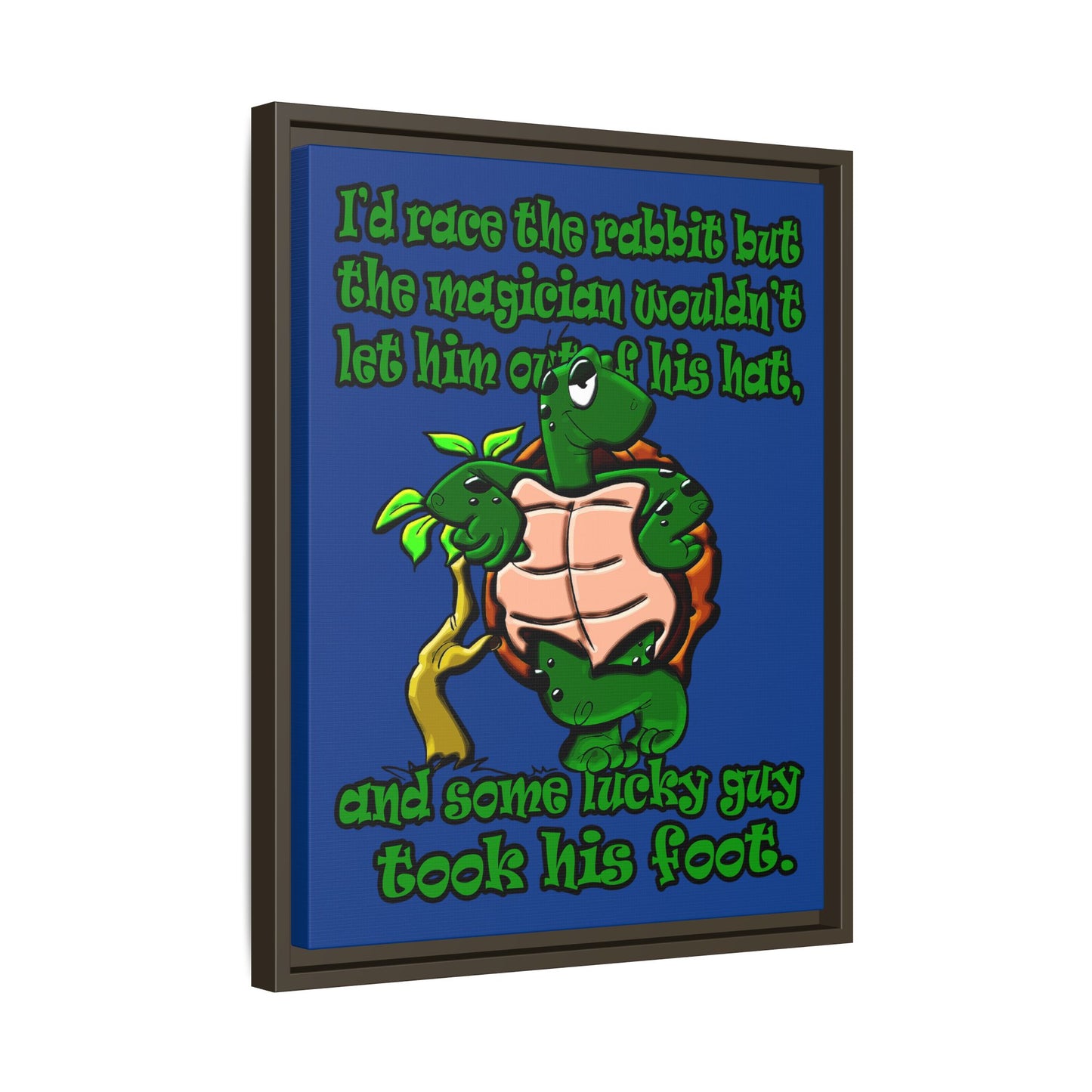 turtle race - framed canvas art (dark blue)