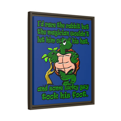turtle race - framed canvas art (dark blue)