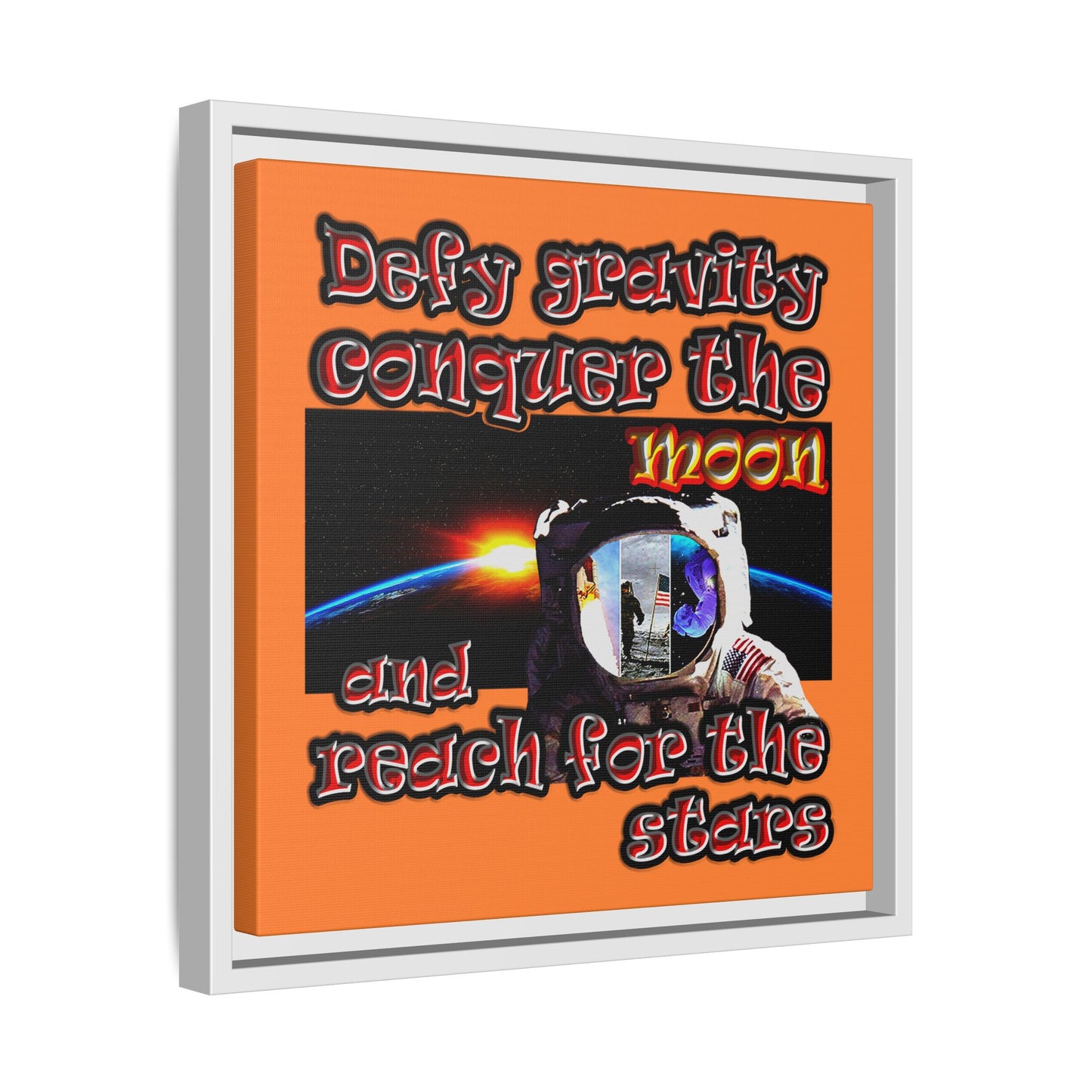defy conquer reach - framed canvas art (crusta)