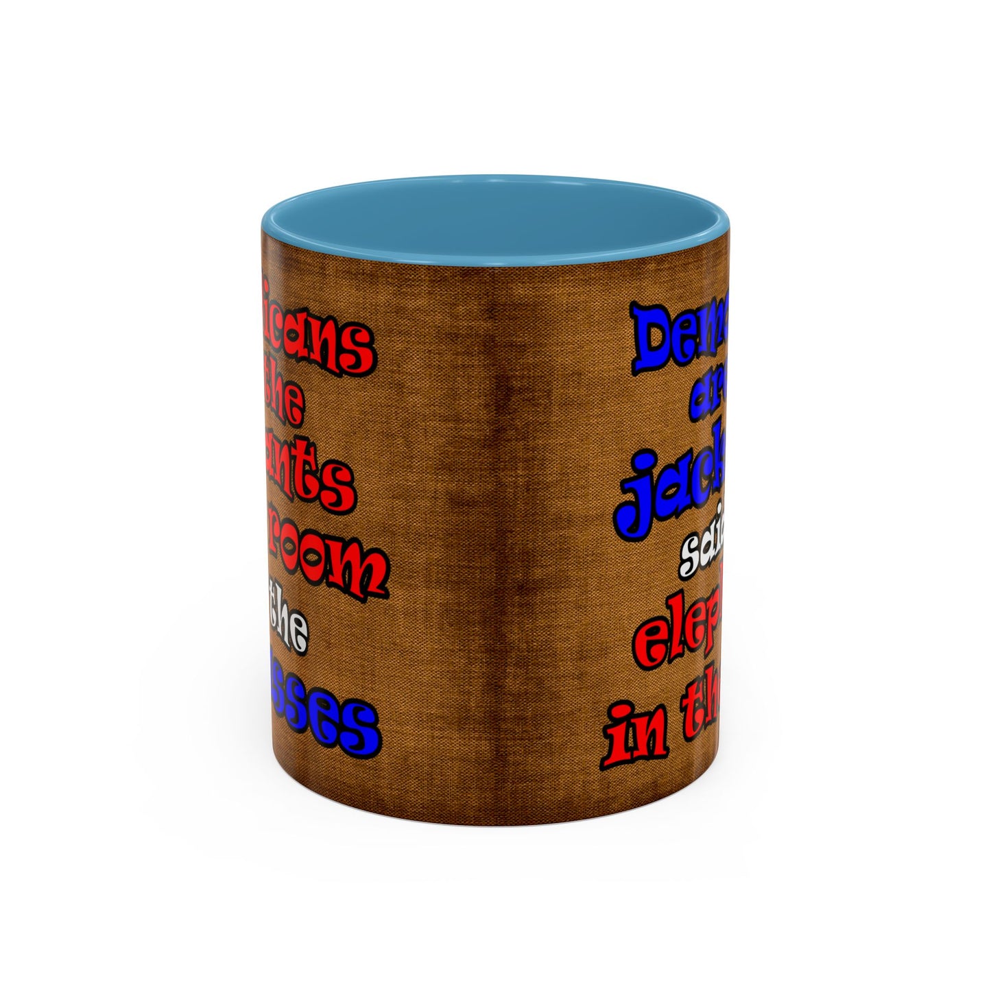 donkeys and elephants - Accent Mug (brown papyrus)