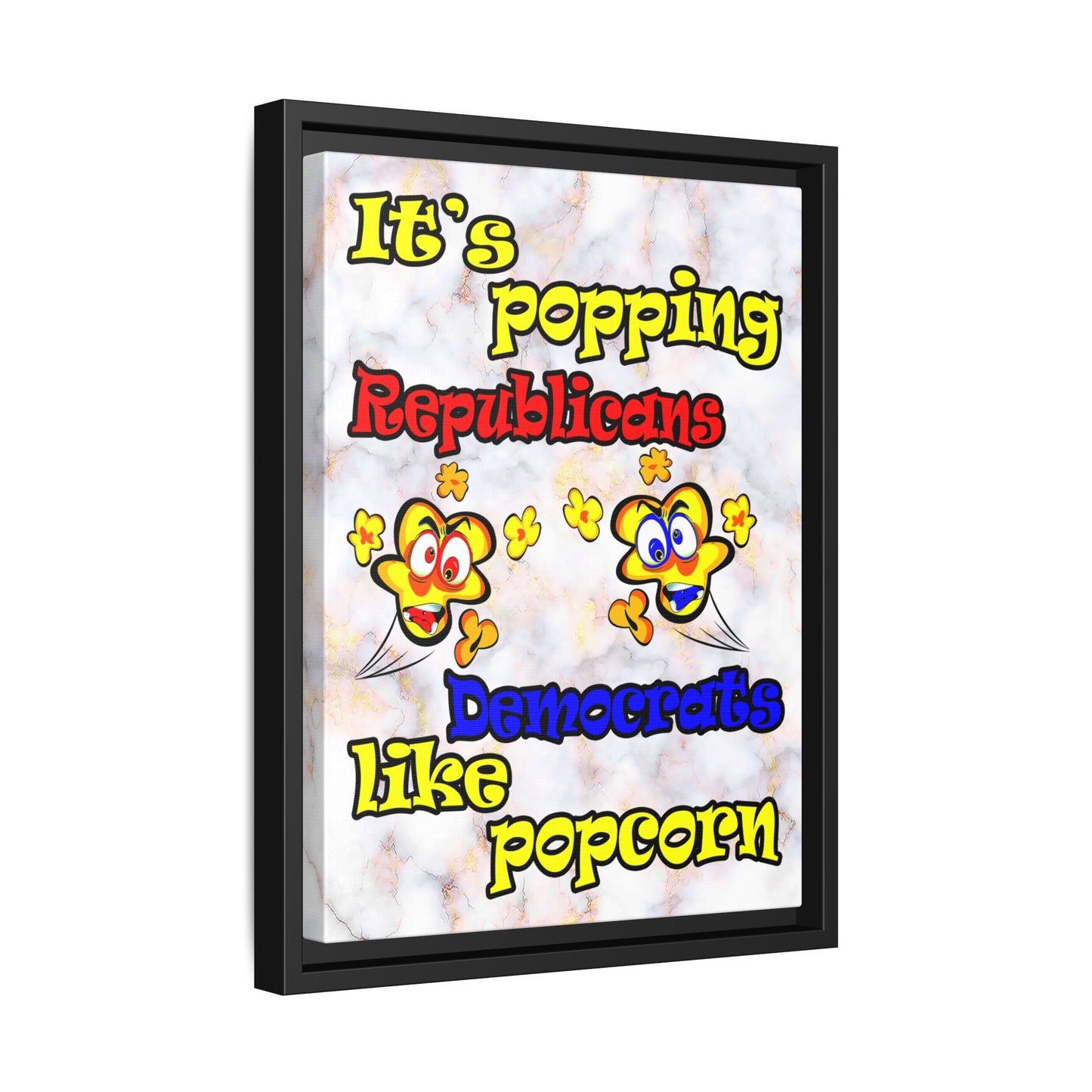 popping like popcorn - framed canvas art (white marble)