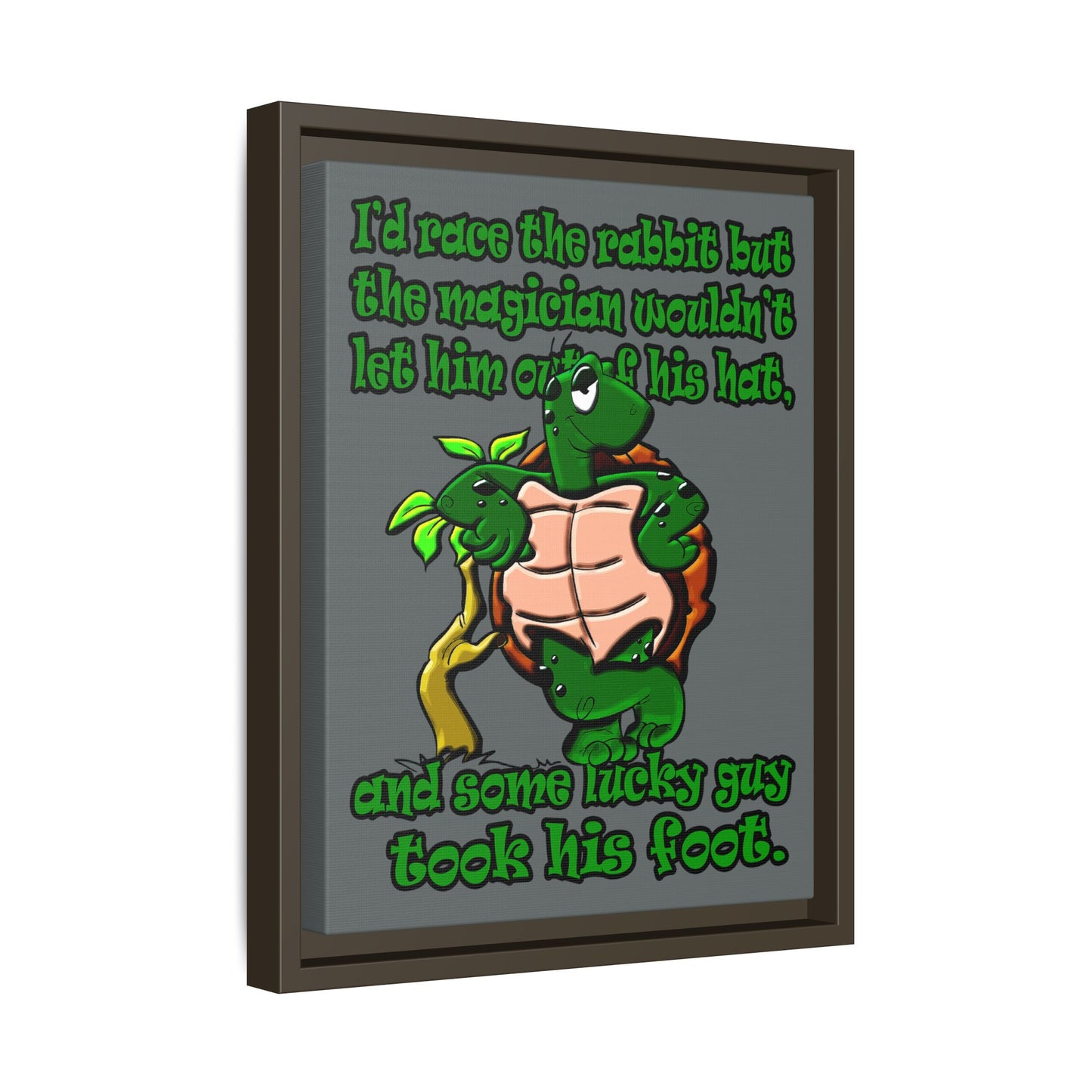 turtle race - framed canvas art (dark grey)