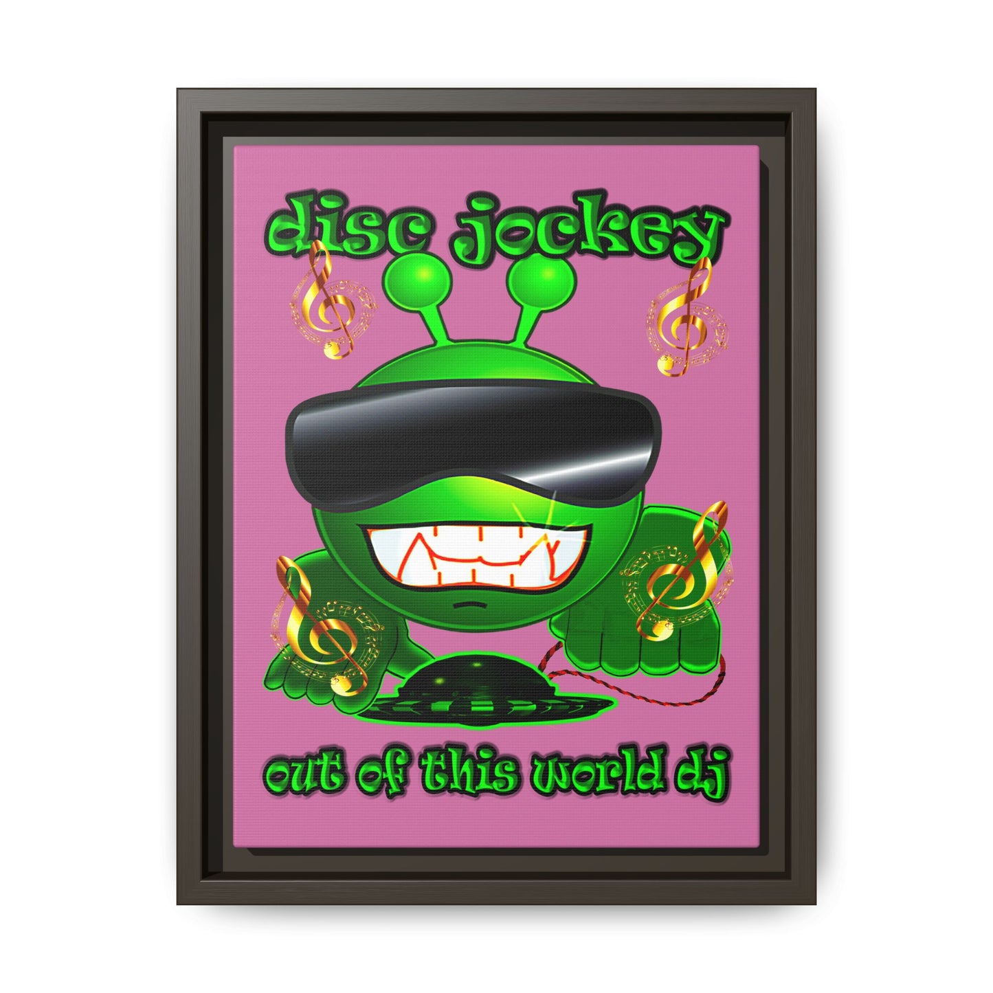 disc jockey - framed canvas art (light pink)