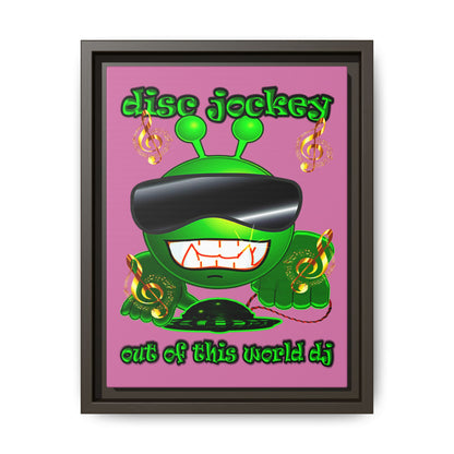 disc jockey - framed canvas art (light pink)