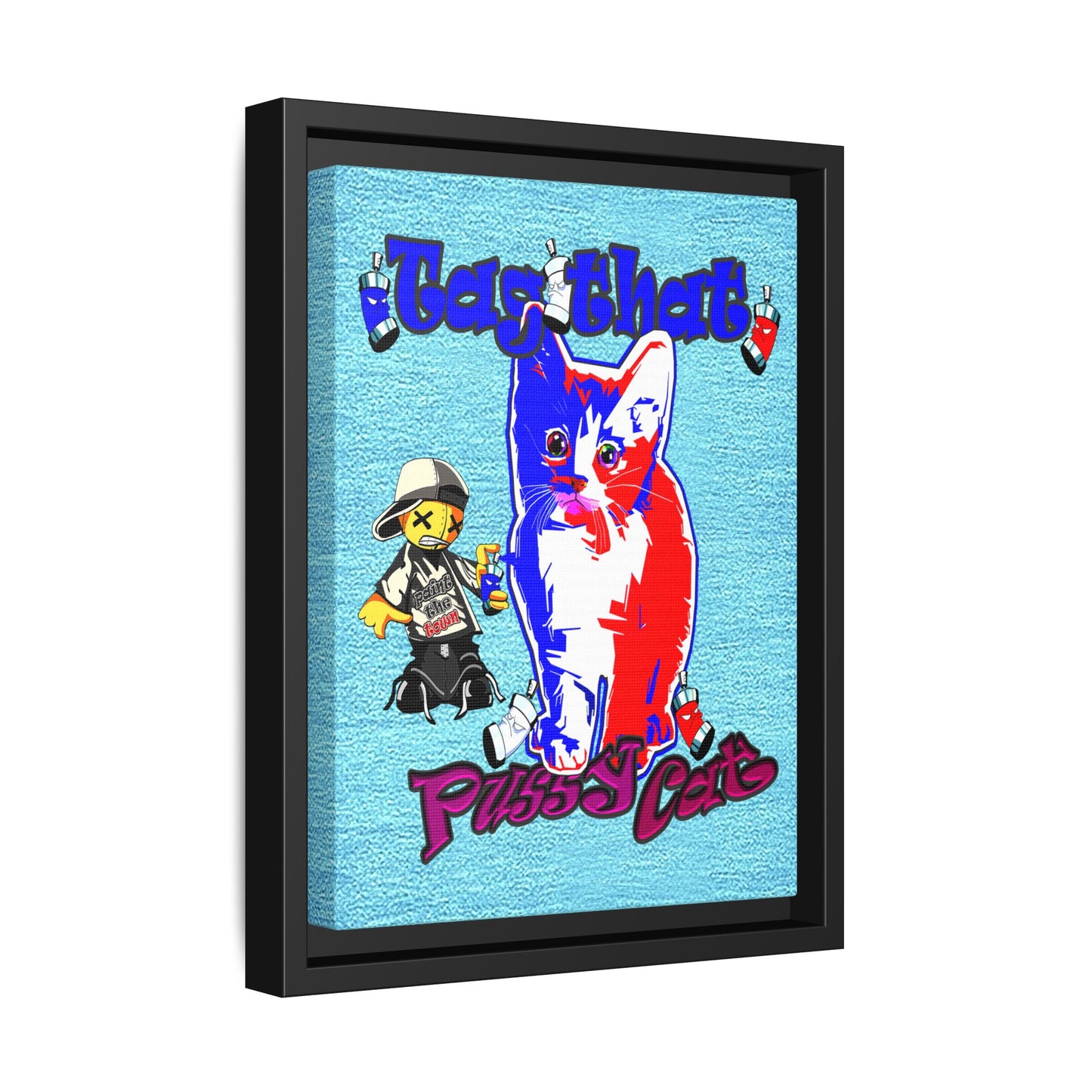 tag that - framed canvas art (faded blue)