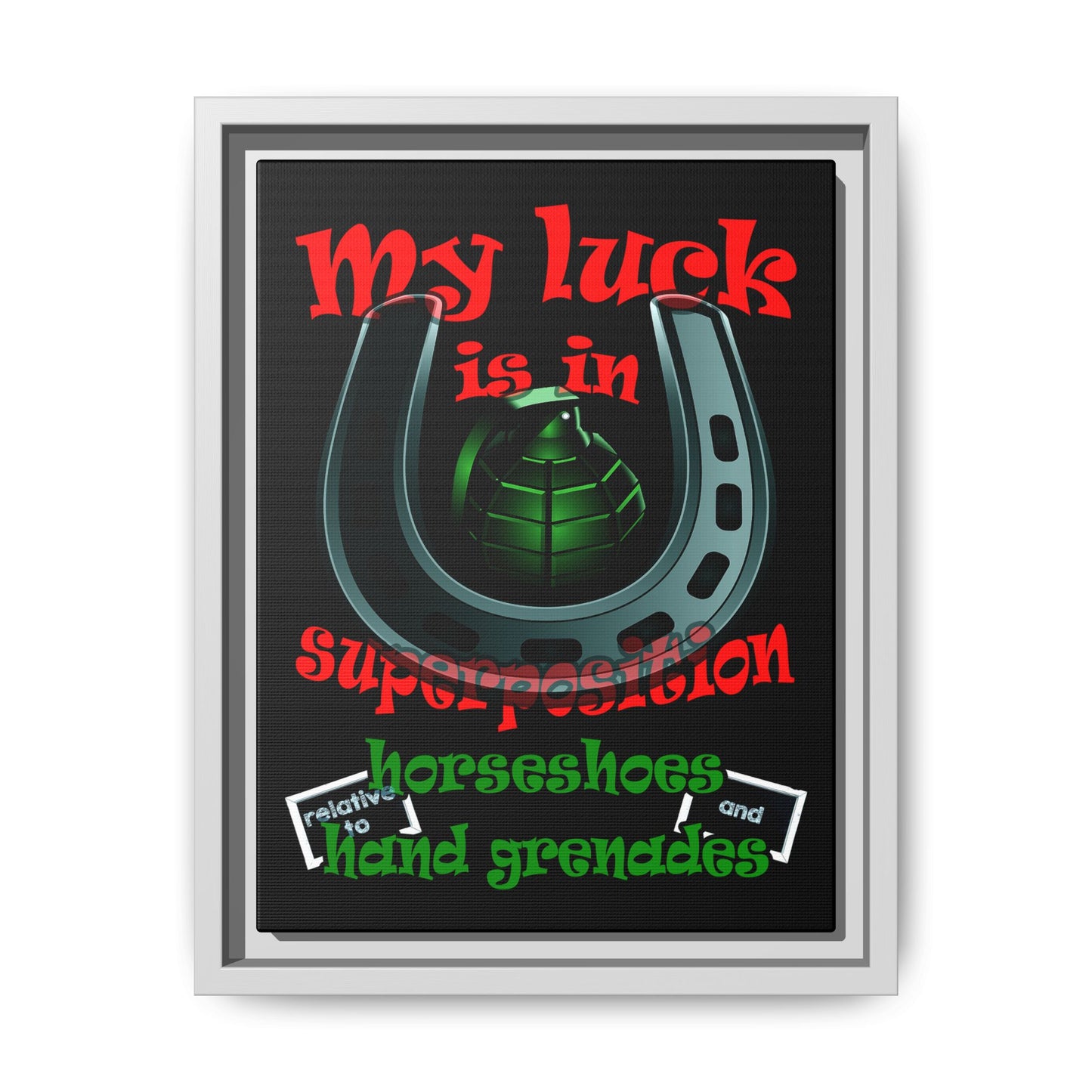 my luck - framed canvas art (black)
