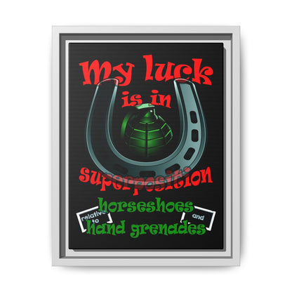 my luck - framed canvas art (black)