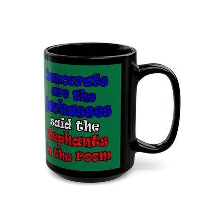donkeys and elephants - Black Mug (dark green)