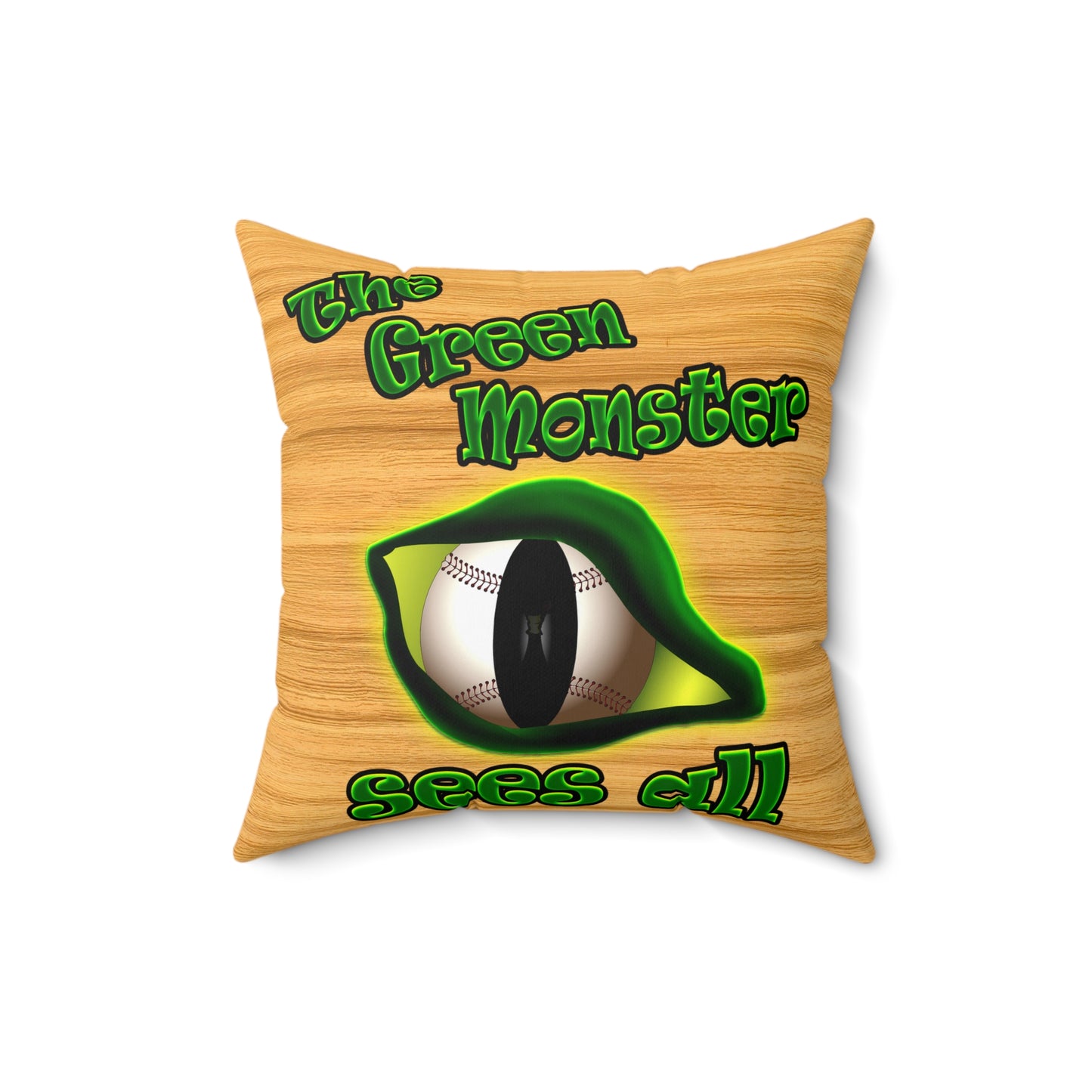 green monster - Spun Polyester Square Pillow - (butterscotch wood finish)