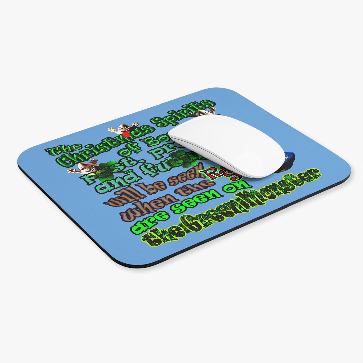 christmas spirits of boston - Mouse Pad (Rectangle) (light blue)