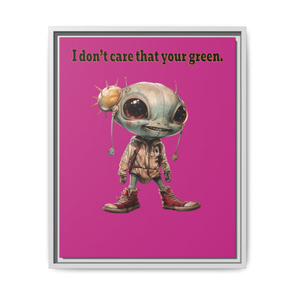 I don't care that your green - framed canvas art (pink)