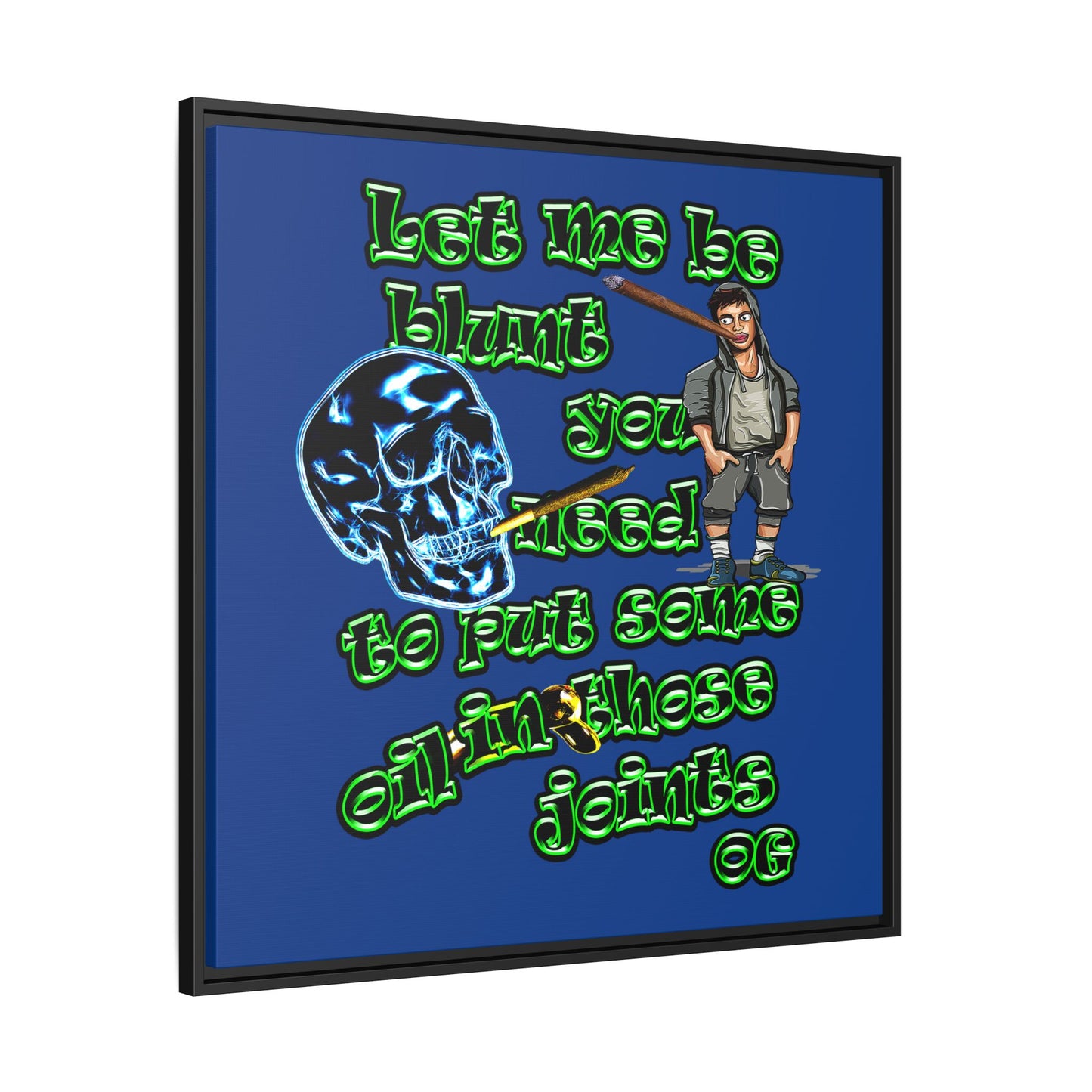 og - framed canvas art (dark blue)
