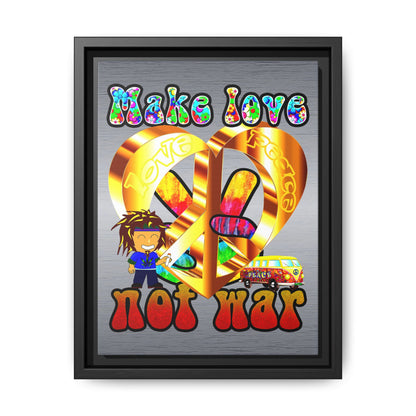 love peace - framed canvas art (brushed nickel)