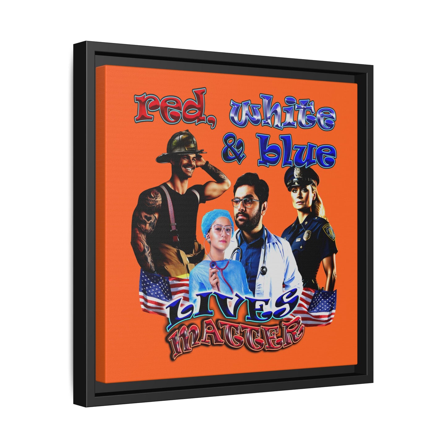 rw&b lives matter - framed canvas art (orange)