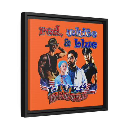 rw&b lives matter - framed canvas art (orange)