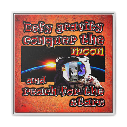 defy conquer reach - framed canvas art (burnt orange)
