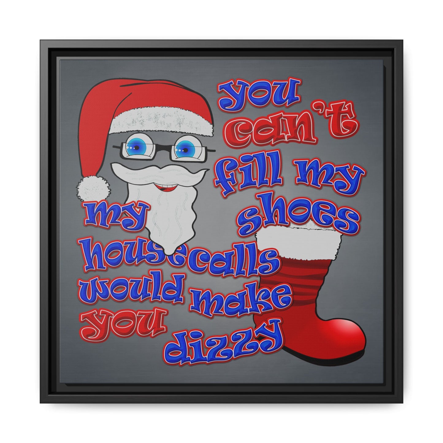 santa's shoes - framed canvas art (grey-light grey)