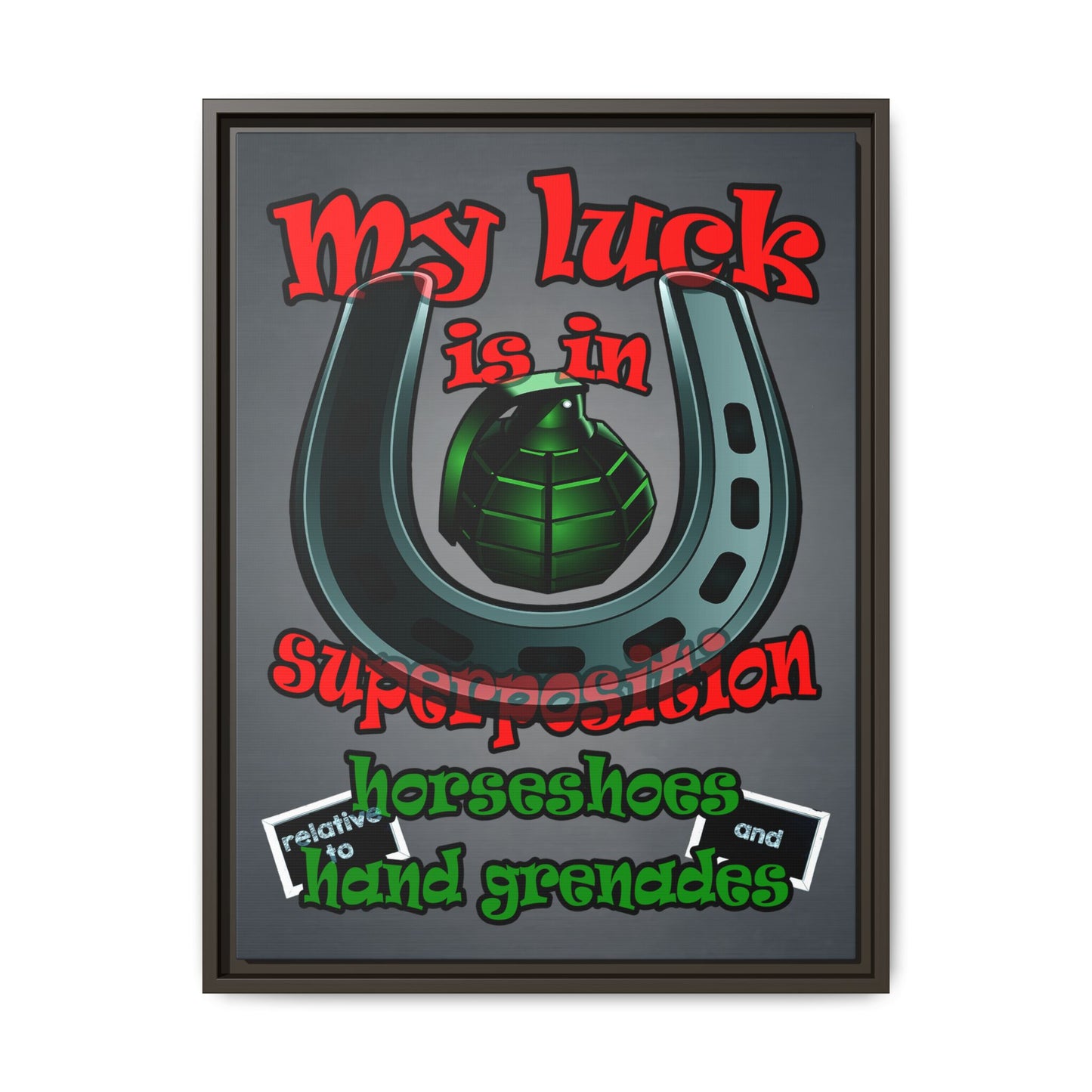 my luck - framed canvas art (grey-light grey)