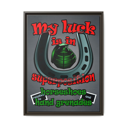 my luck - framed canvas art (grey-light grey)