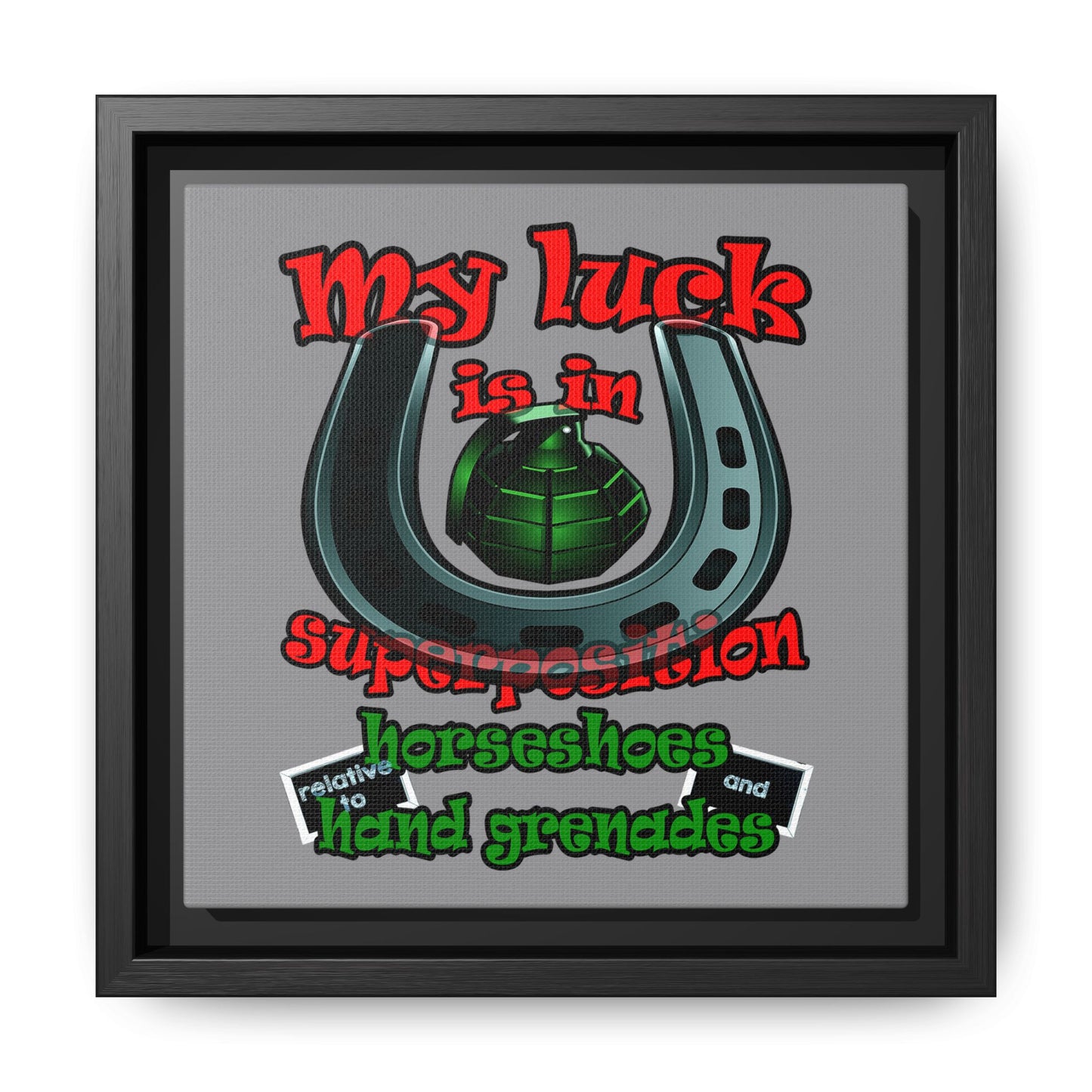 my luck - framed canvas art (grey)
