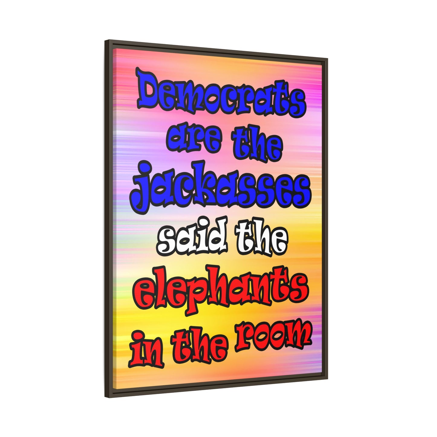 donkeys and elephants - framed canvas art (color blur)