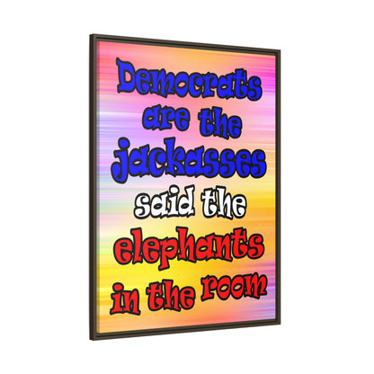 donkeys and elephants - framed canvas art (color blur)