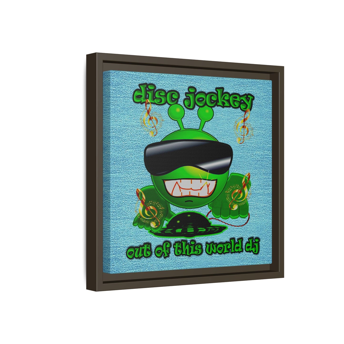 disc jockey - framed canvas art (faded blue)