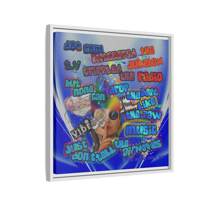 drop the beat - framed canvas art (blue-white wave)