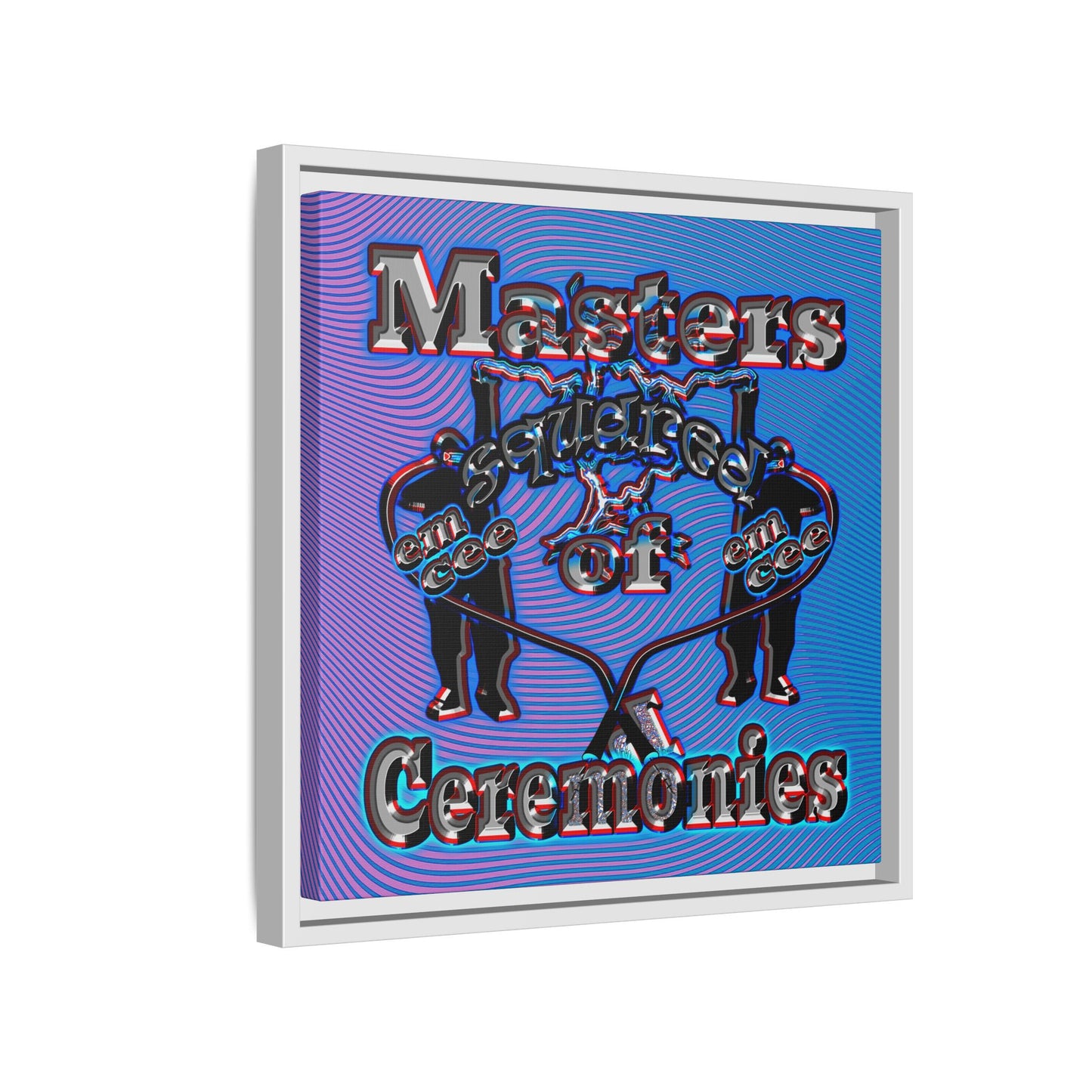 em cee squared - framed canvas art (light blue-purple wave)