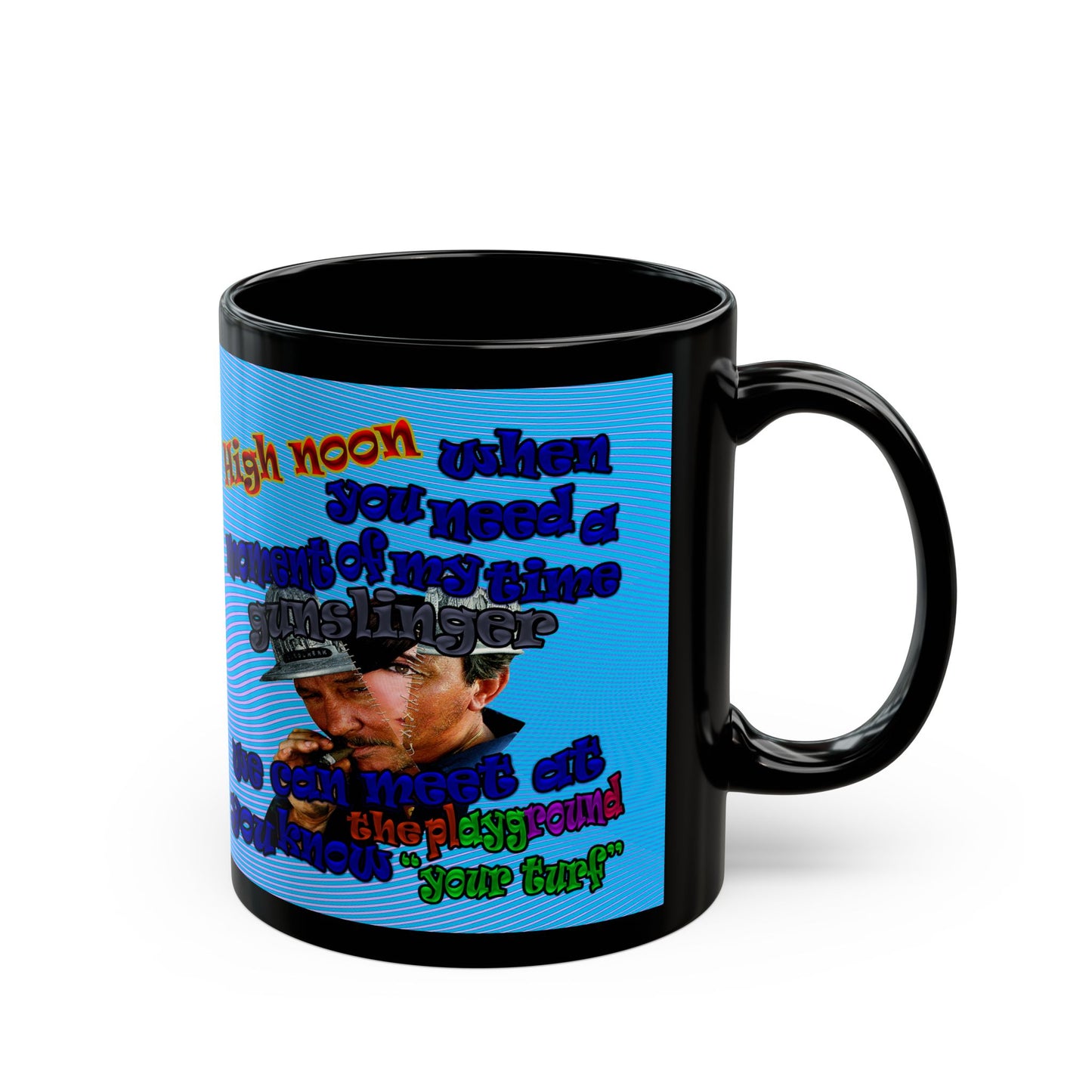 high noon - Black Mug (light blue-purple wave)