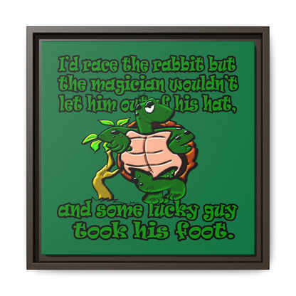 turtle race - framed canvas art (dark green)
