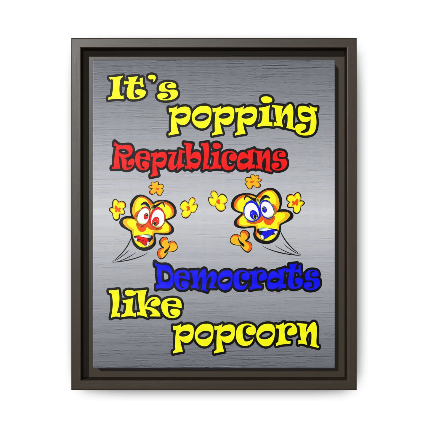 popping like popcorn - framed canvas art (brushed nickel)