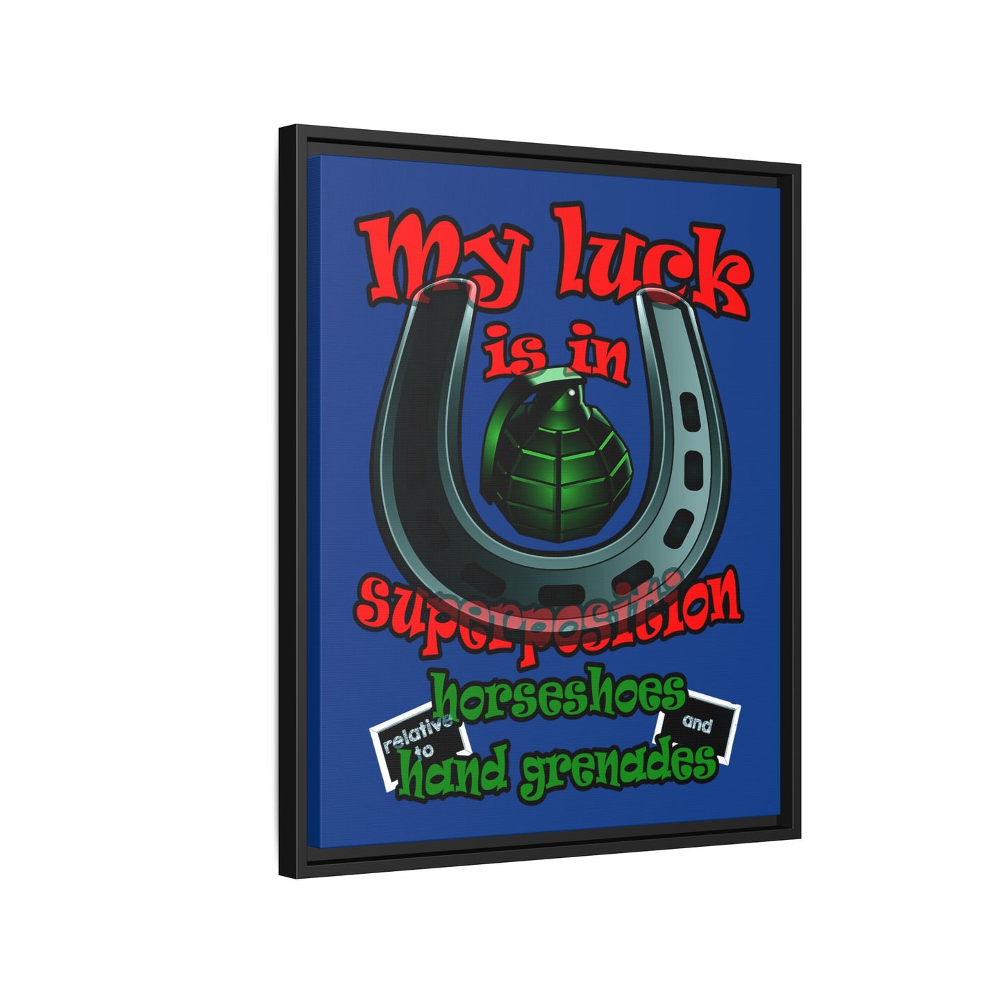 my luck - framed canvas art (dark blue)