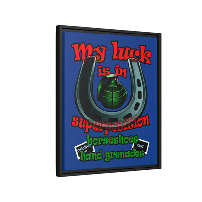 my luck - framed canvas art (dark blue)
