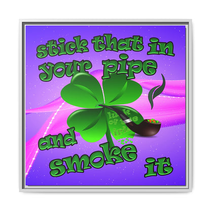 stick that in your pipe and smoke it - framed canvas art (purple-pink wave)